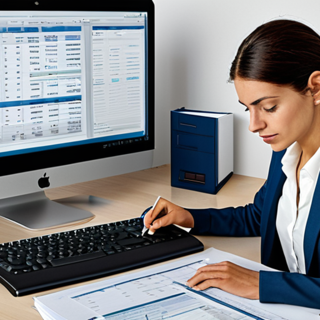 **
"A tidy and organized office workspace in Spain, featuring a businesswoman in a modest professional suit reviewing financial documents and using accounting software, calculator on desk. Safe for work, fully clothed, appropriate content, professional environment, perfect anatomy, natural proportions, family-friendly, high-quality rendering, realistic lighting."
**